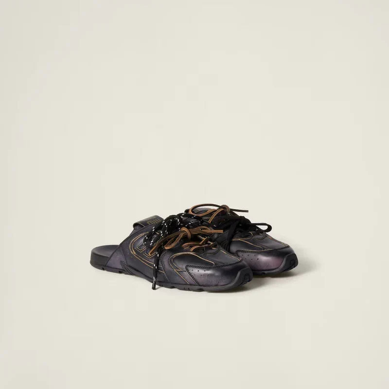530 SL Mules – Bleached Leather & Gum Sole Black Edition Women
